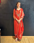 Orange Tissue Silk Kurta Set