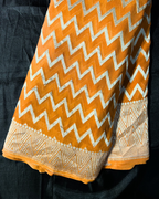 Khaddi Georgette Tangerine Orange  Sarees