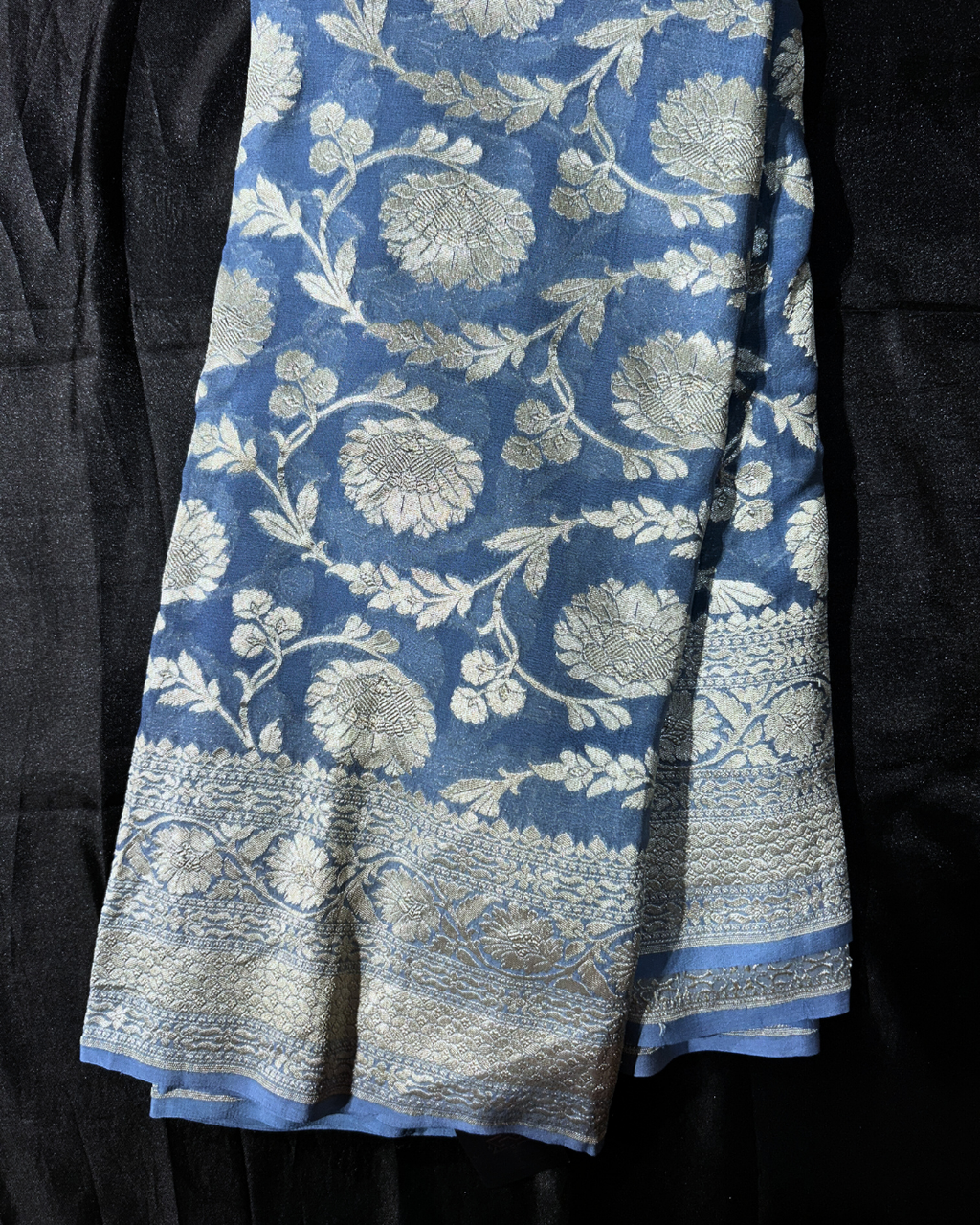 Khaddi Georgette Powder Blue Sarees