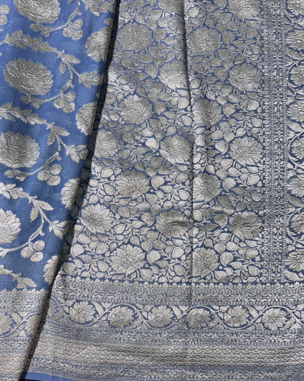 Khaddi Georgette Powder Blue Sarees