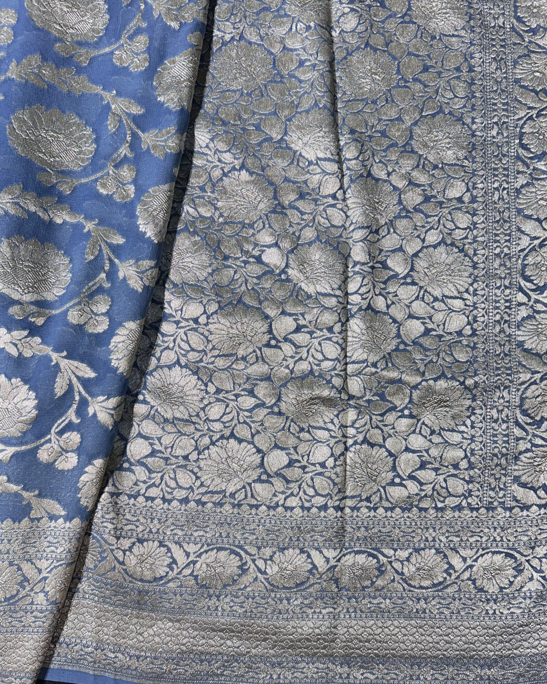 Khaddi Georgette Powder Blue Sarees