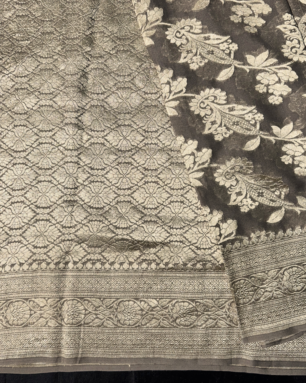 Khaddi Georgette Cream Beige Sarees