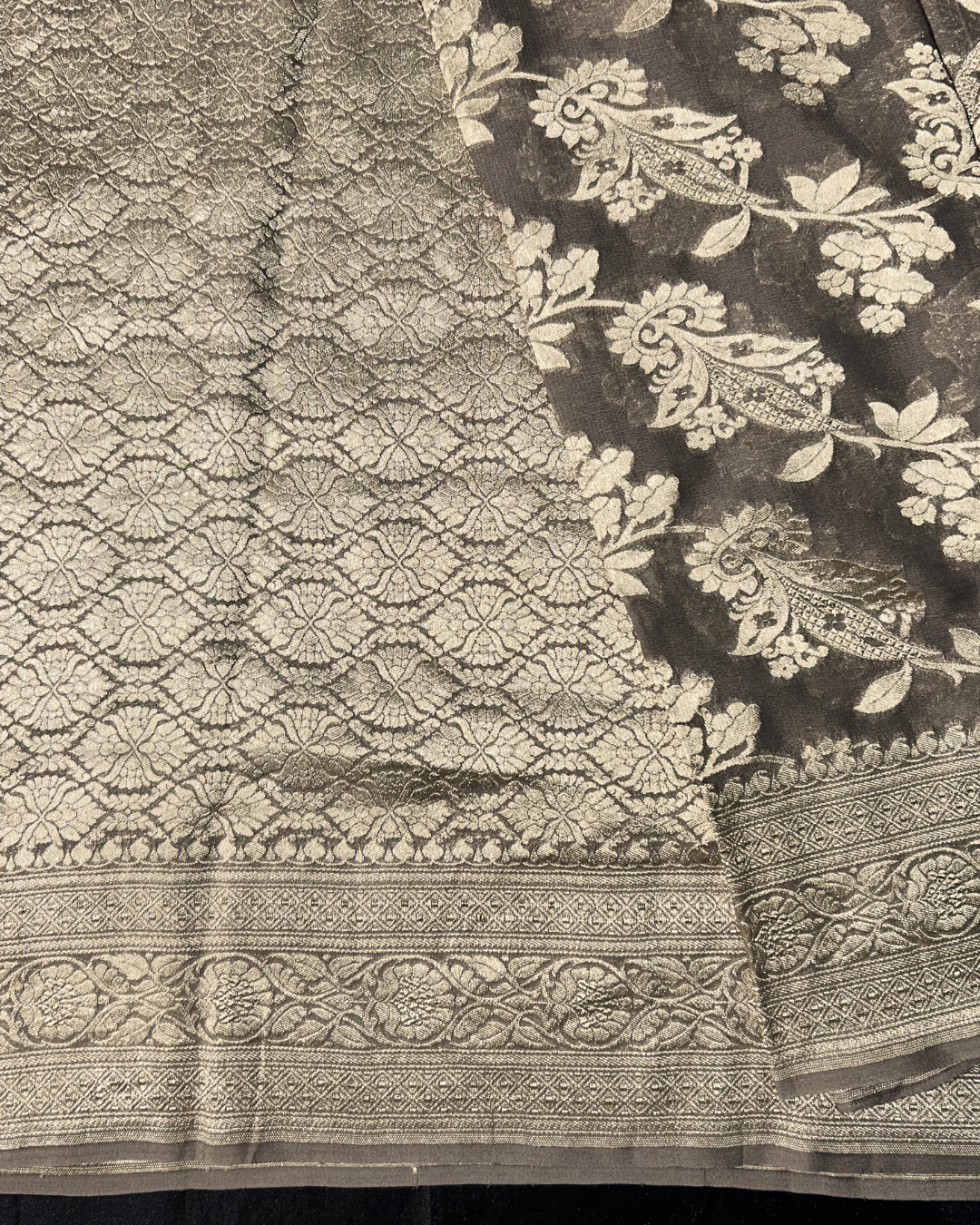 Khaddi Georgette Cream Beige Sarees