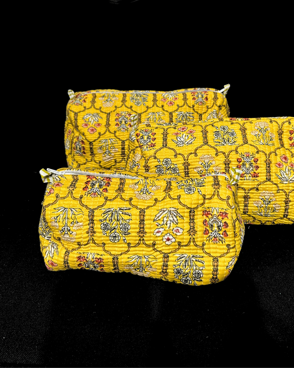 Yellow Quilled Cotton Pouch