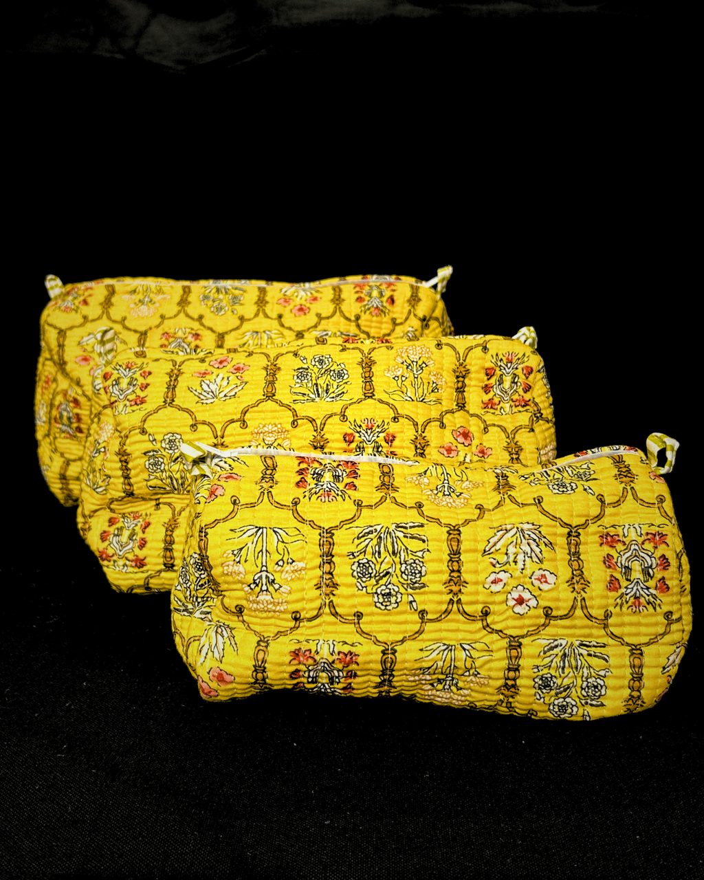 Yellow Quilled Cotton Pouch