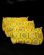 Yellow Quilled Cotton Pouch