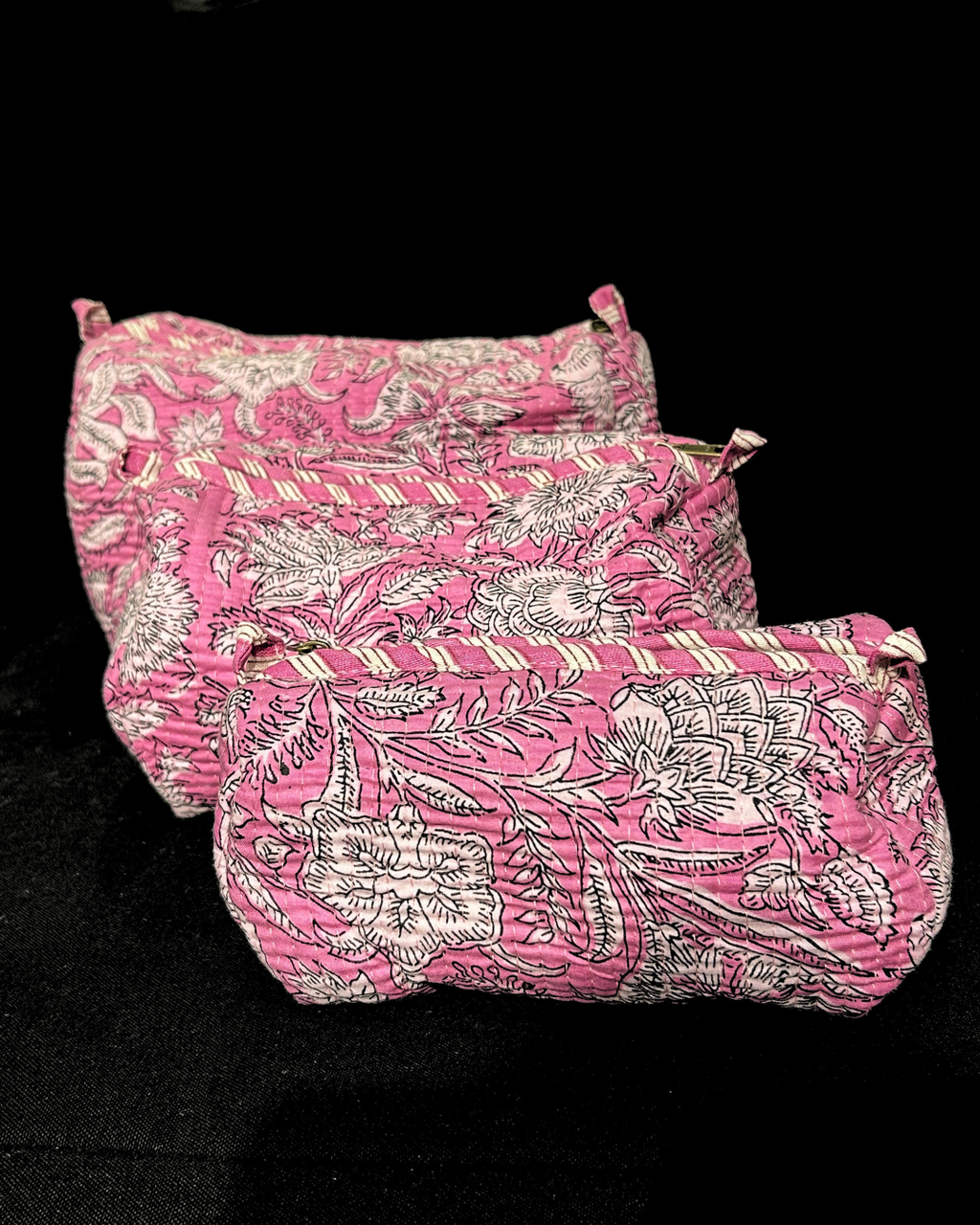 Pink Quilled Cotton Pouch