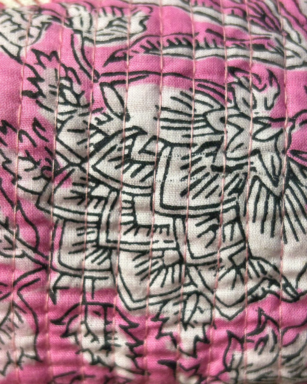 Pink Quilled Cotton Pouch