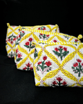 Bright Yellow Quilled Cotton Pouch