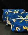 Dark Blue Quilled Cotton Pouch
