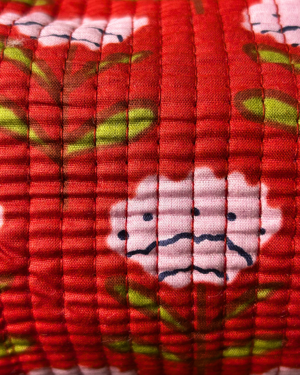 Red Quilled Cotton Pouch