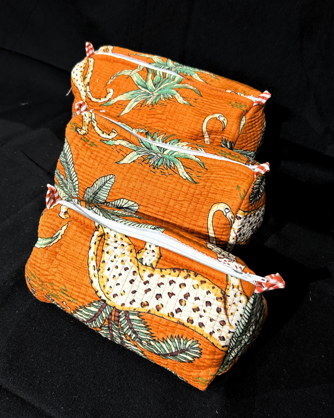 Orange Quilled Cotton Pouch