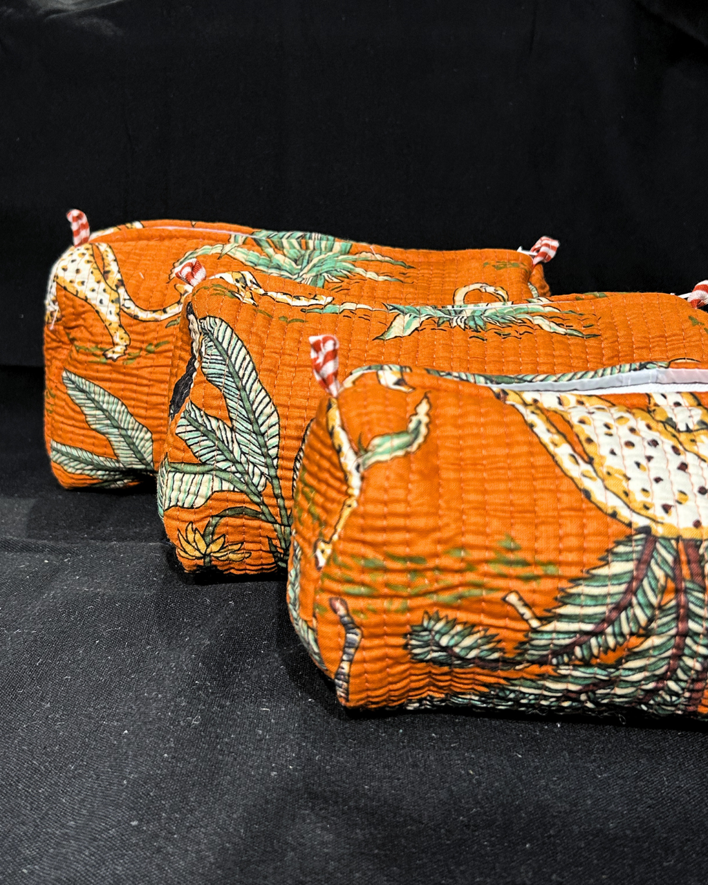 Orange Quilled Cotton Pouch