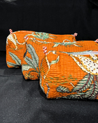 Orange Quilled Cotton Pouch