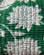 Green Quilled Cotton Pouch