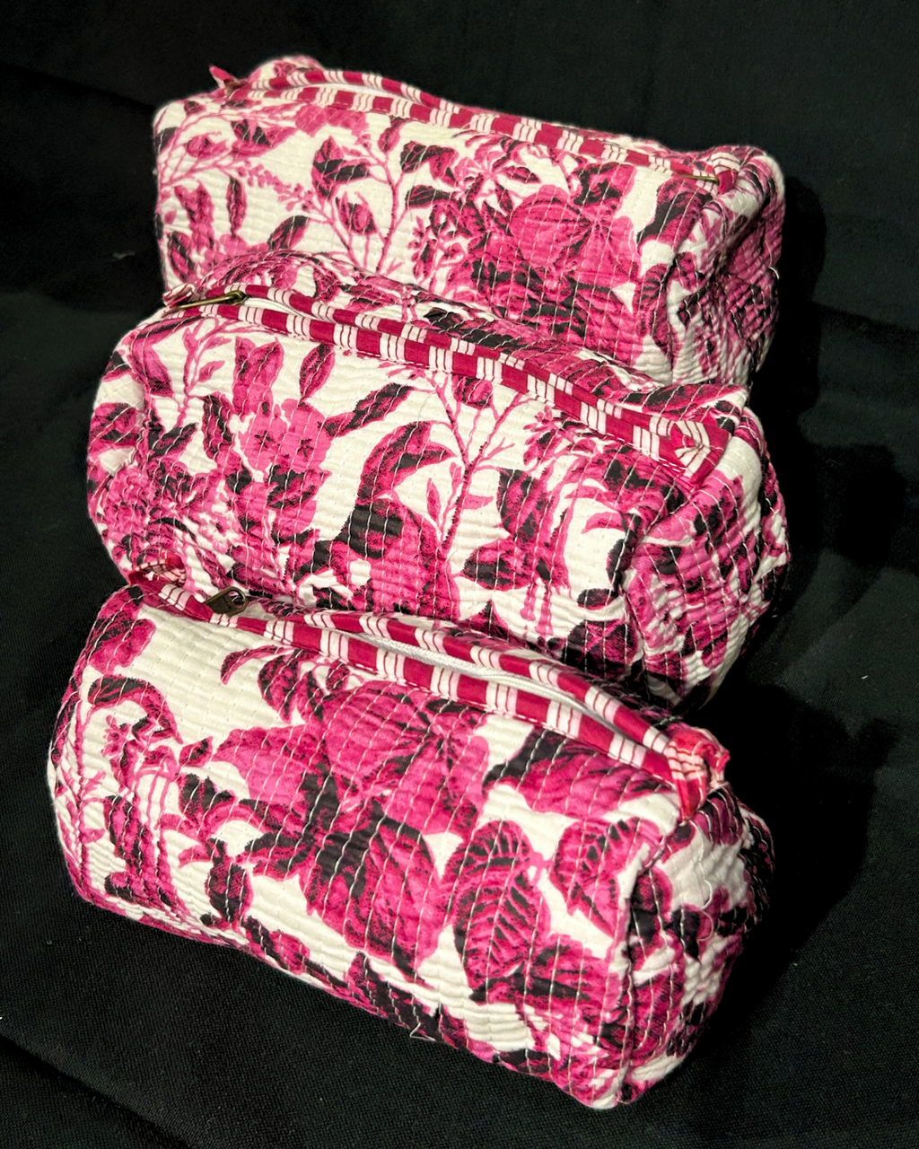 Rani Pink Quilled Cotton Pouch