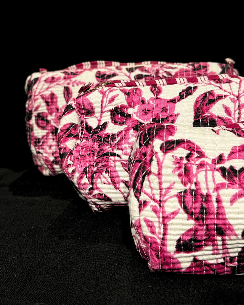 Rani Pink Quilled Cotton Pouch