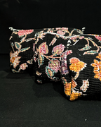 Black Quilled Cotton Pouch