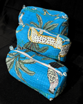 Blue Quilled Cotton Pouch