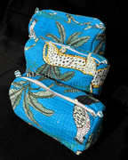 Blue Quilled Cotton Pouch