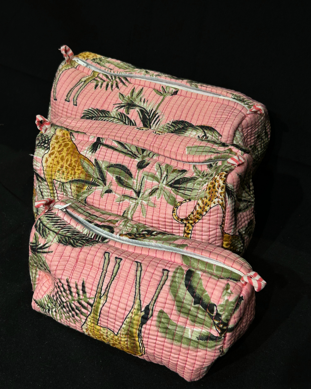 Bubblegum Pink Quilled Cotton Pouch
