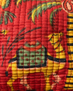 Red Quilled Cotton Pouch