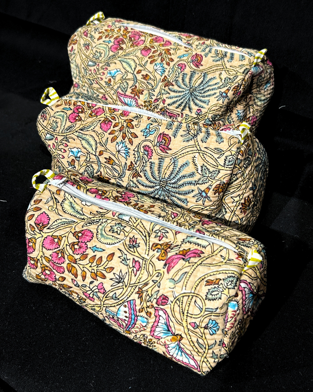 Pale Yellow Ochre Quilled Cotton Pouch