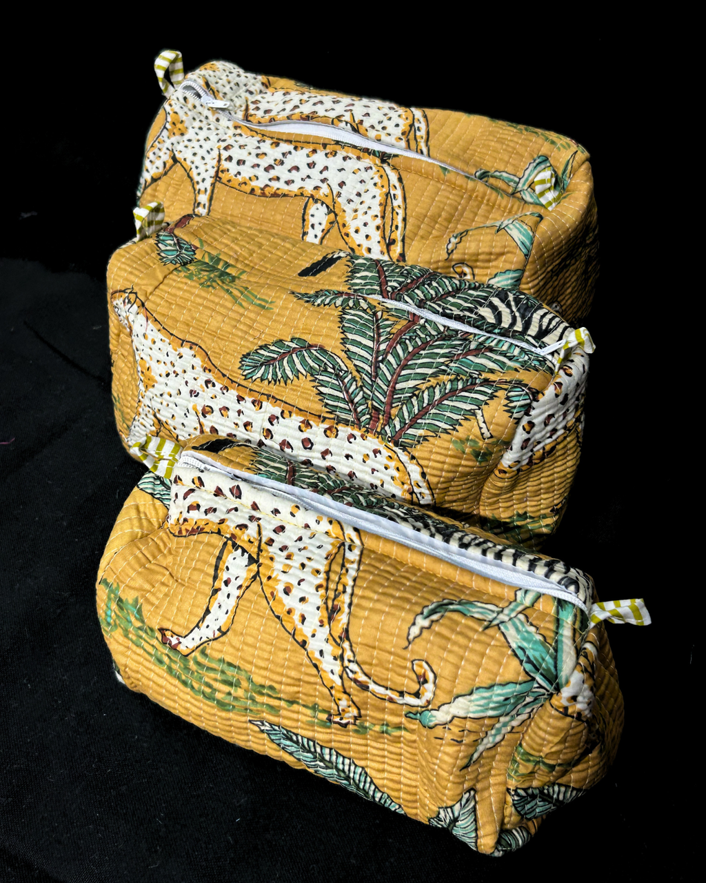 Mustard Quilled Cotton Pouch
