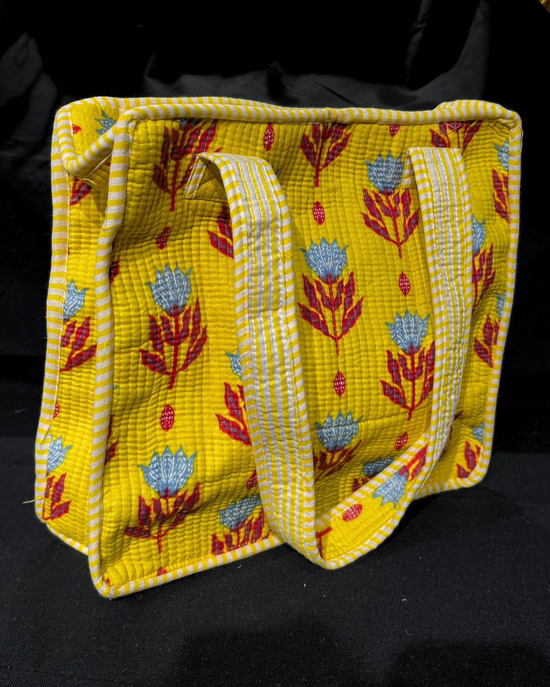 Yellow Quilled Tote Bag