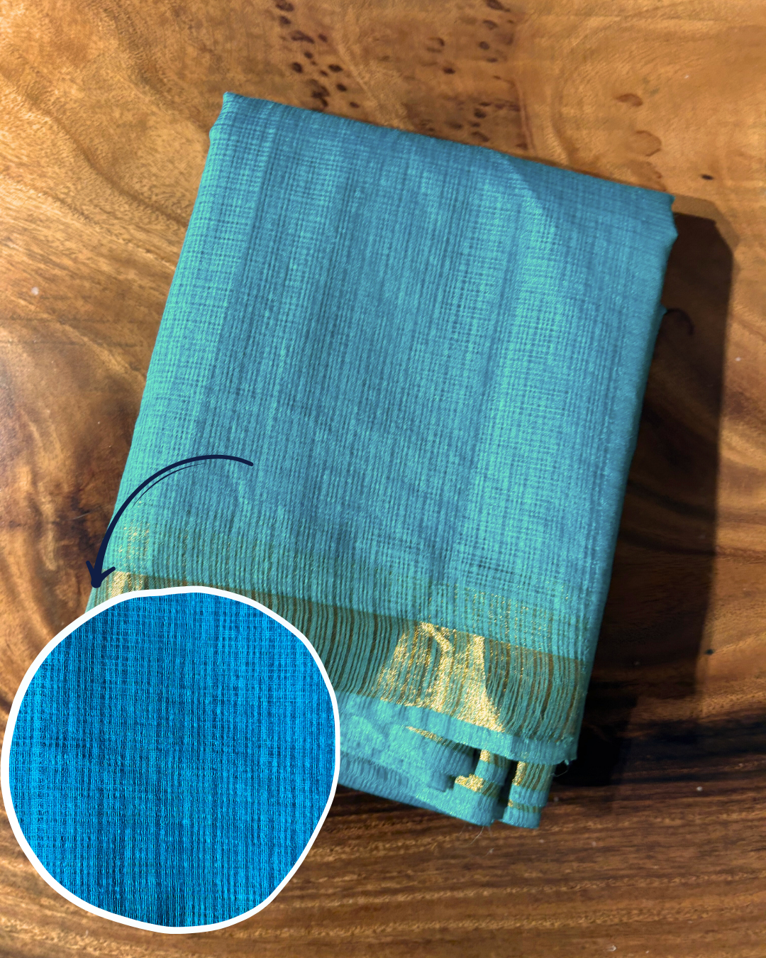 Bhagalpuri Silk Aqua Blue Saree