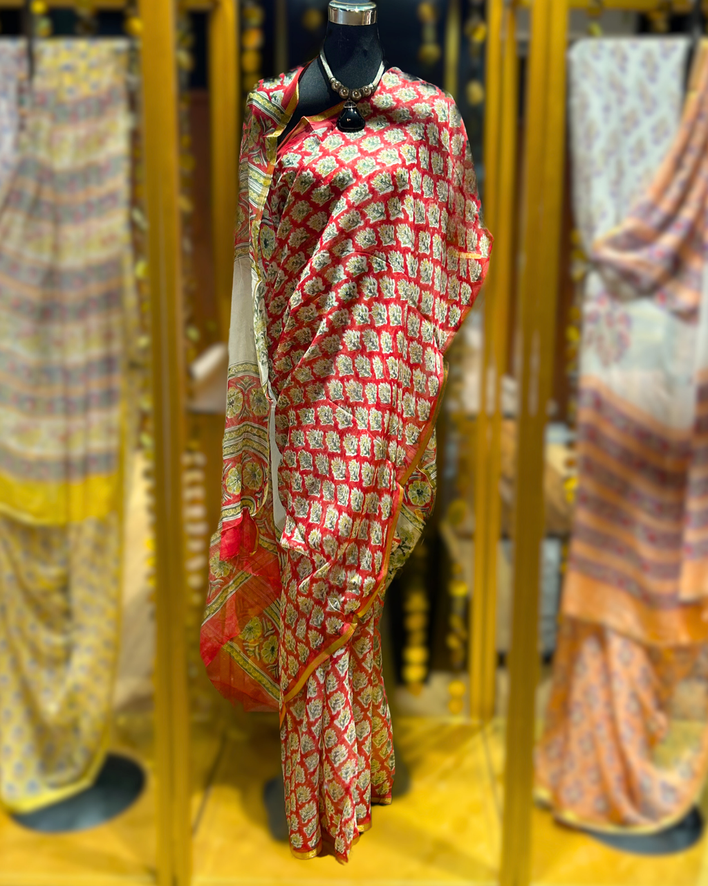 Pure Chiffon Cherry Red Saree