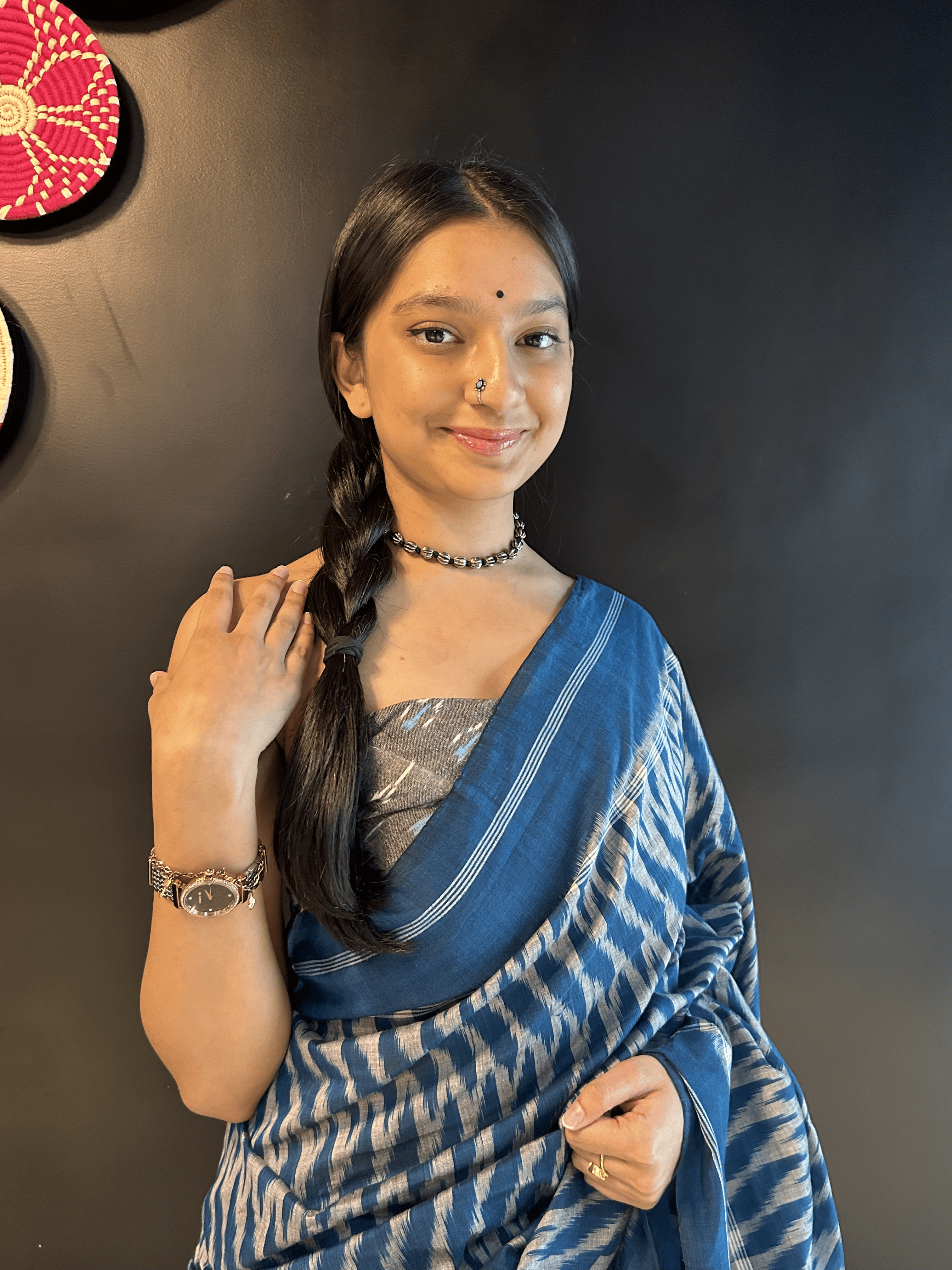 Ikkat Cotton Indigo Blue Saree