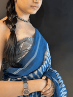 Ikkat Cotton Indigo Blue Saree