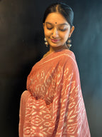 Ikkat Cotton Blush Pink Saree