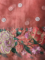 Orgenza Peach Pink Saree