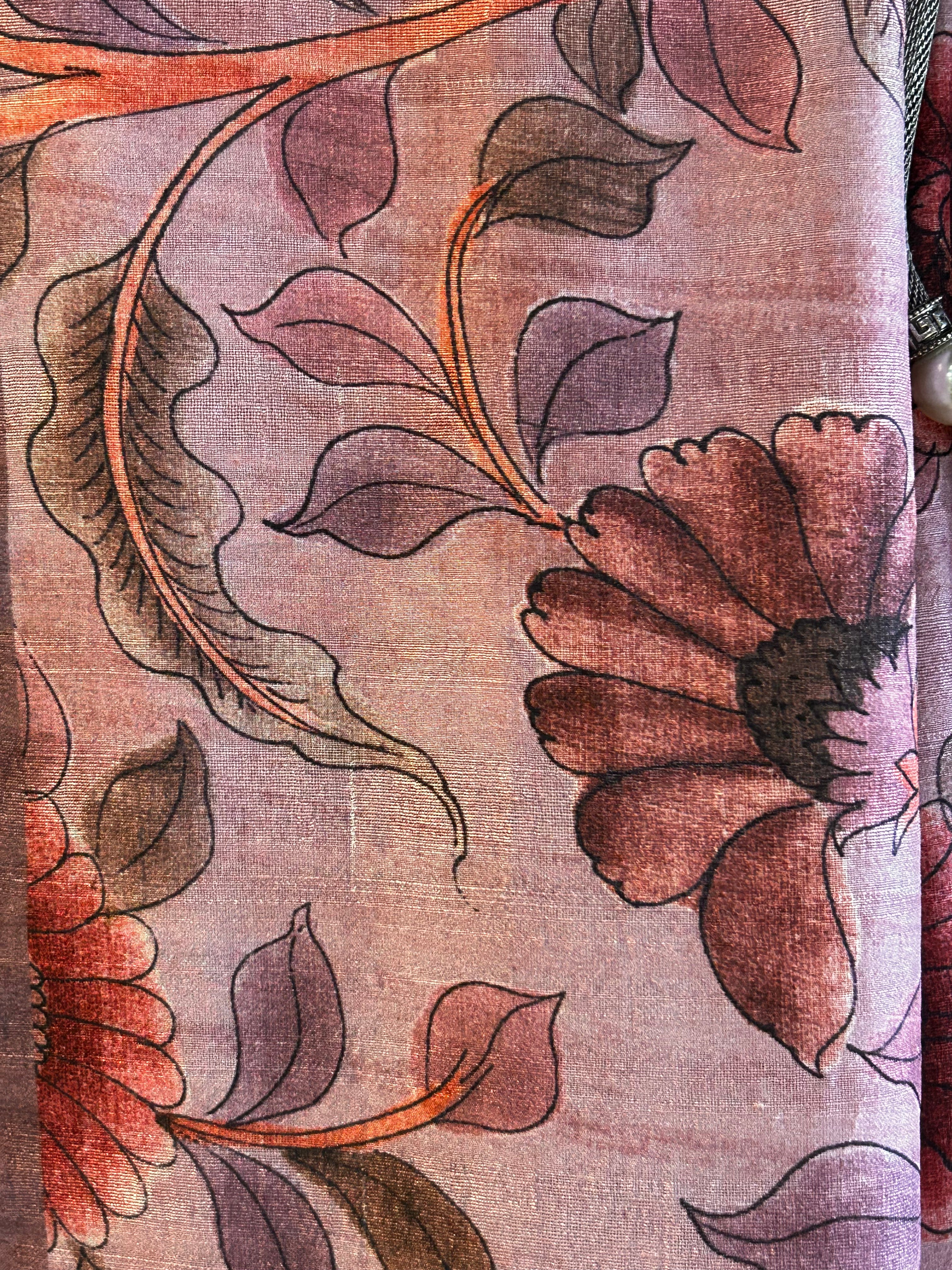 Lavender Soft Tussar Silk Saree