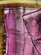 Kora Banarsi Silk Majenta Pink Saree