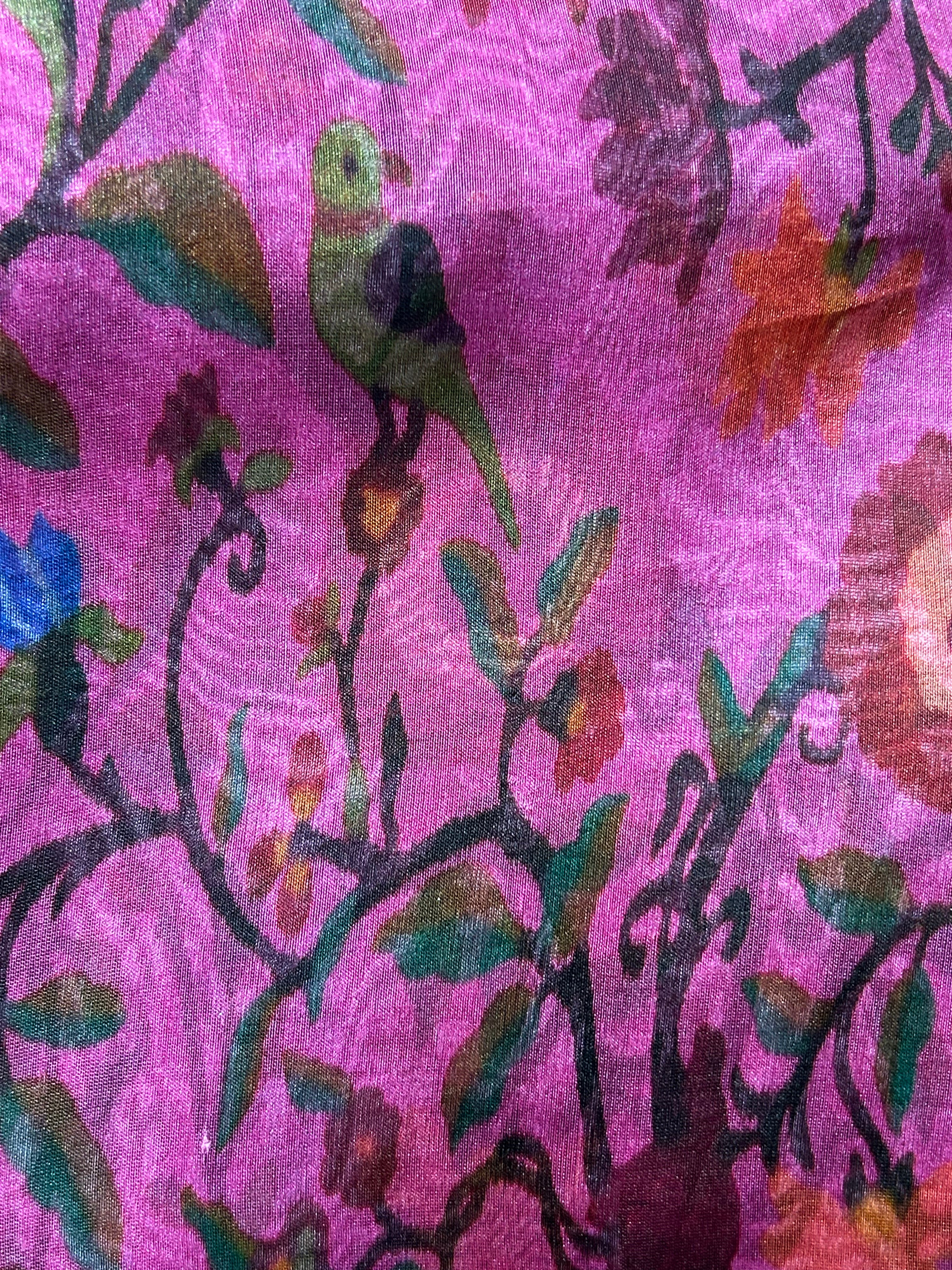 Kora Banarsi Silk Majenta Pink Saree