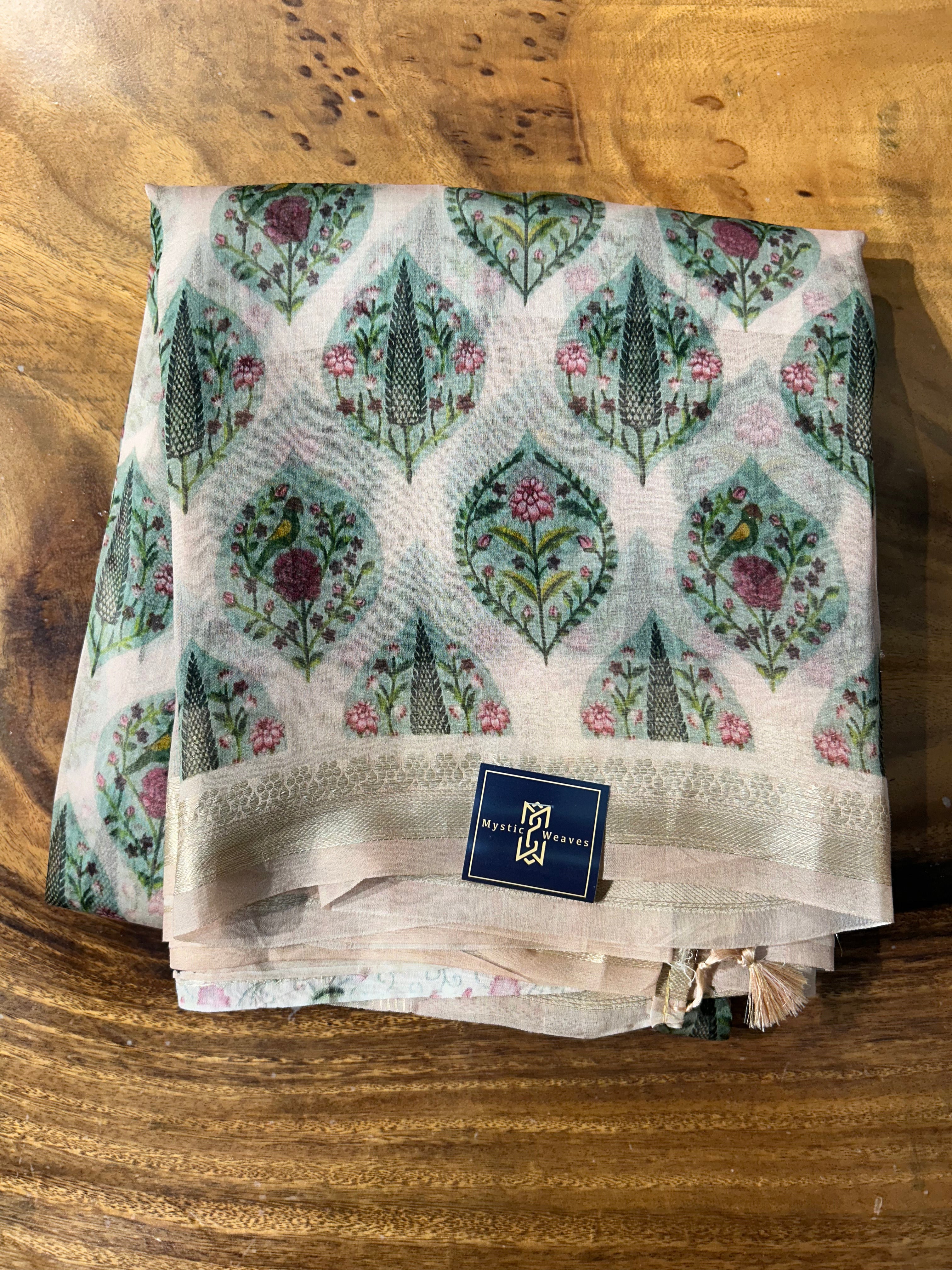 Kora Banarsi Silk Ivory Saree