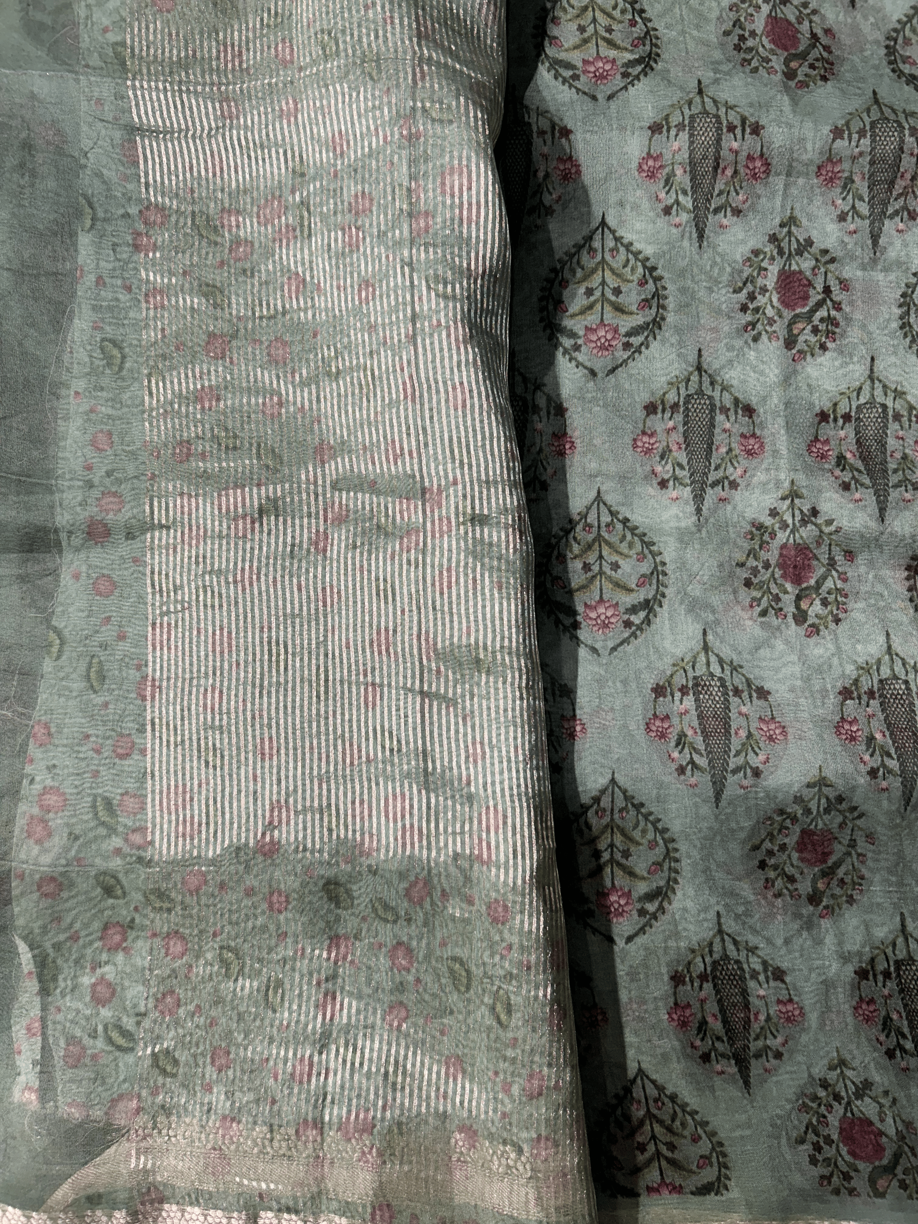 Kora Banarsi Silk Sea Green Saree