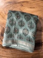 Kora Banarsi Silk Sea Green Saree