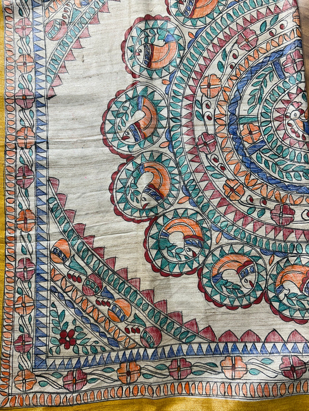 Pure Gicha Silk Mustard Yellow Saree