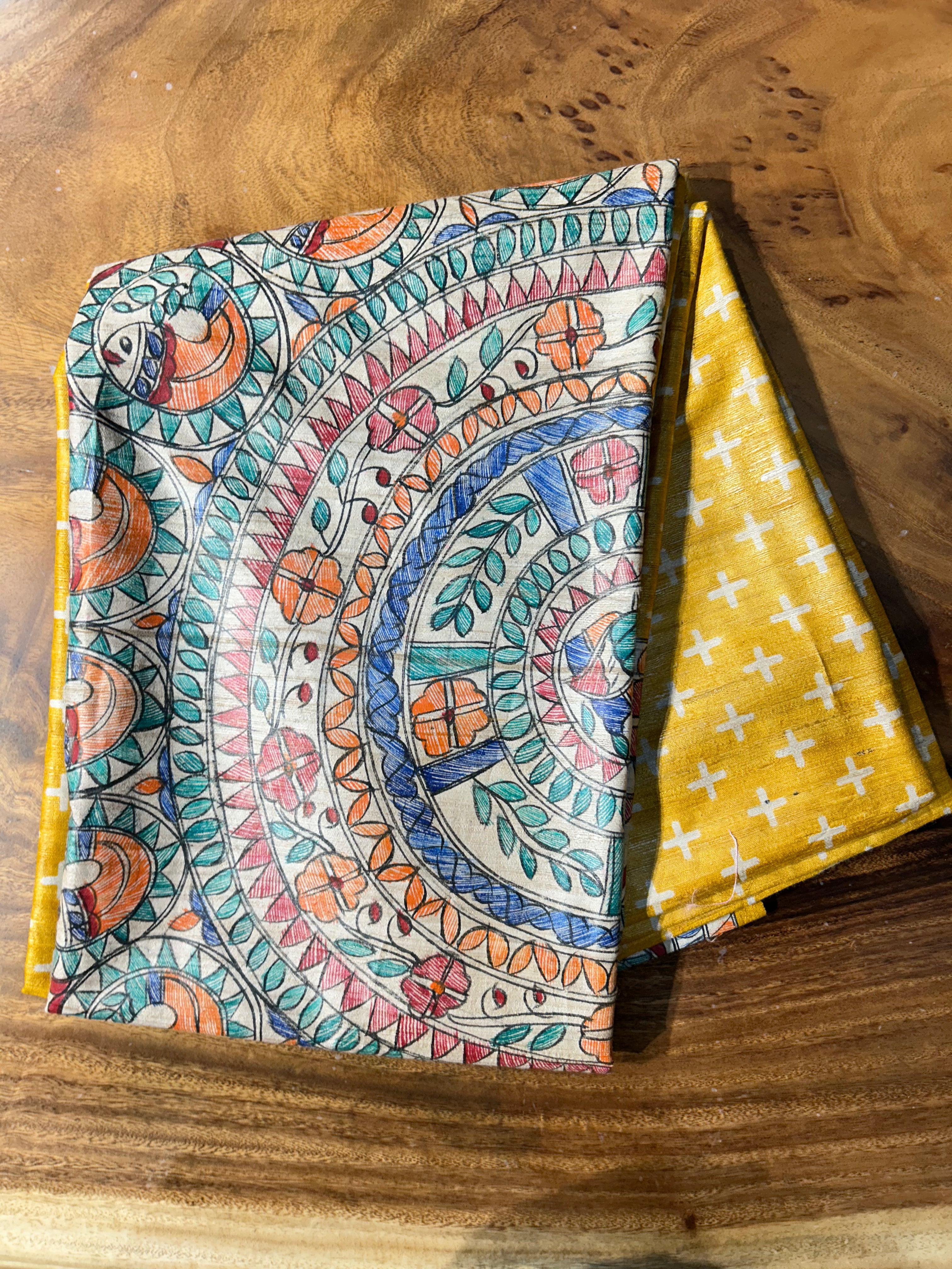 Pure Gicha Silk Mustard Yellow Saree