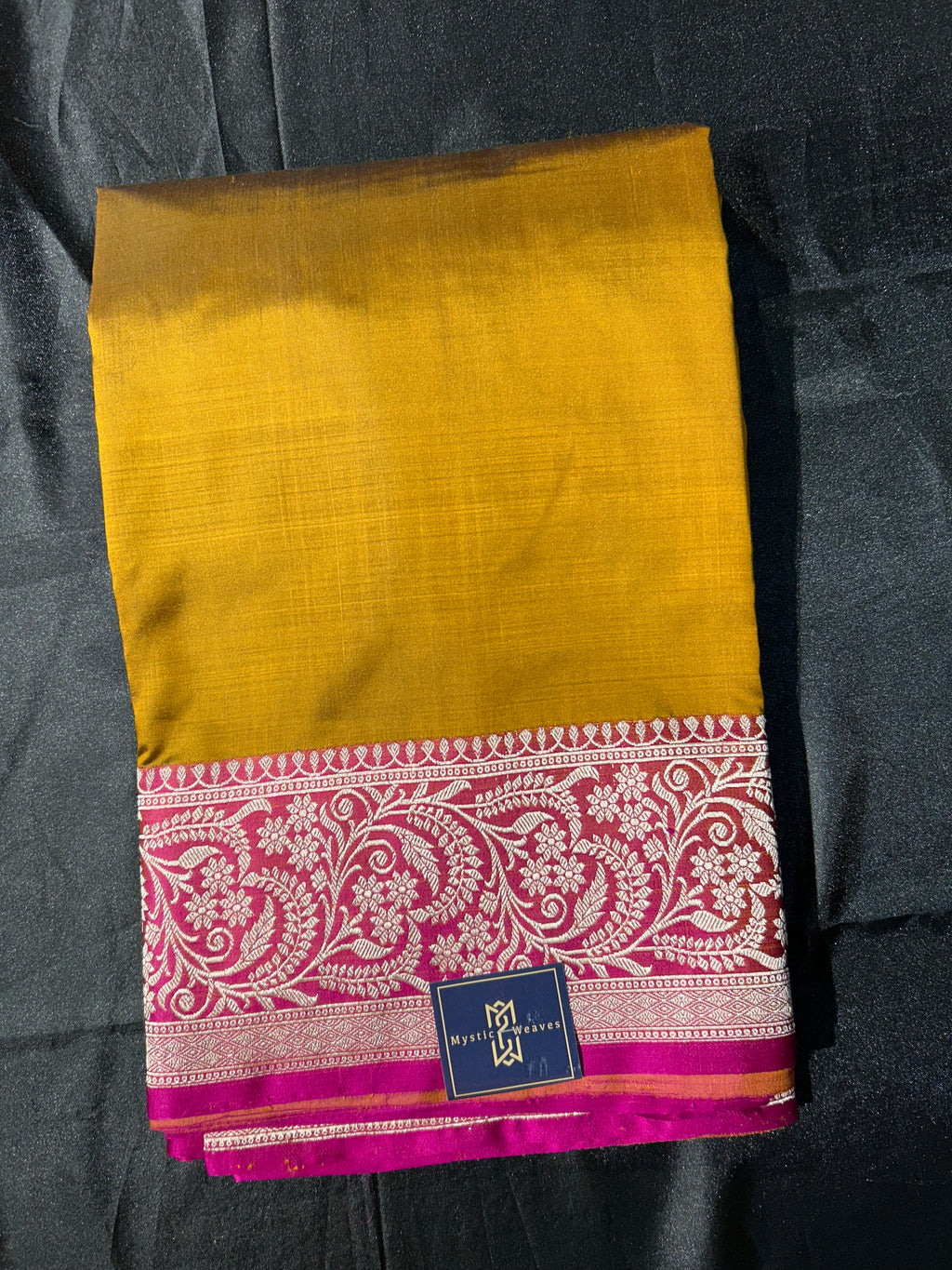 Mustard & Rani Pink Pure Banarasi Katan Silk