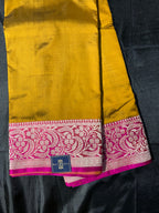 Mustard & Rani Pink Pure Banarasi Katan Silk