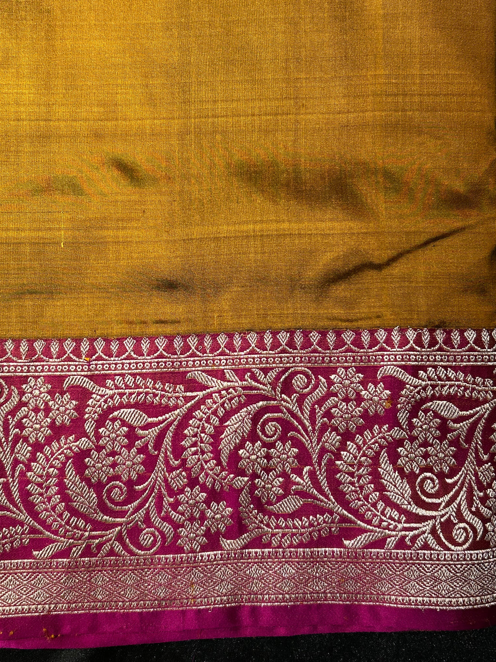 Mustard & Rani Pink Pure Banarasi Katan Silk