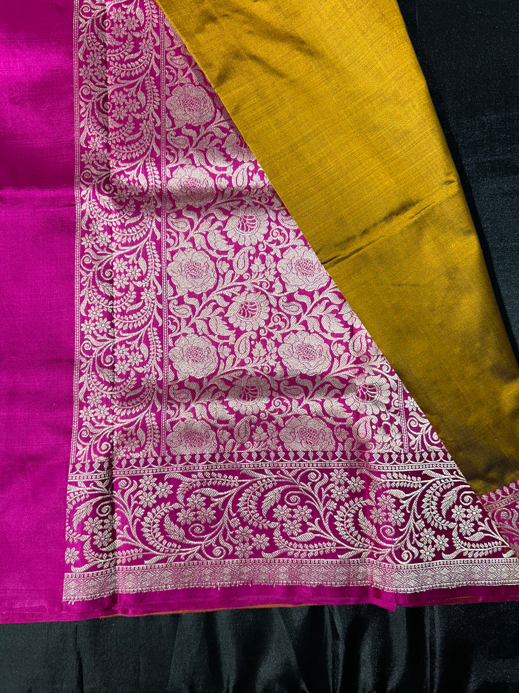 Mustard & Rani Pink Pure Banarasi Katan Silk