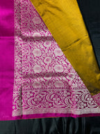 Mustard & Rani Pink Pure Banarasi Katan Silk