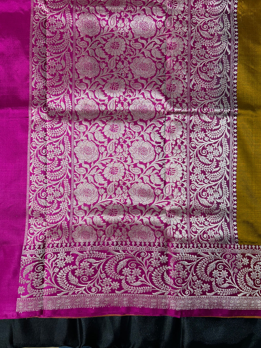 Mustard & Rani Pink Pure Banarasi Katan Silk