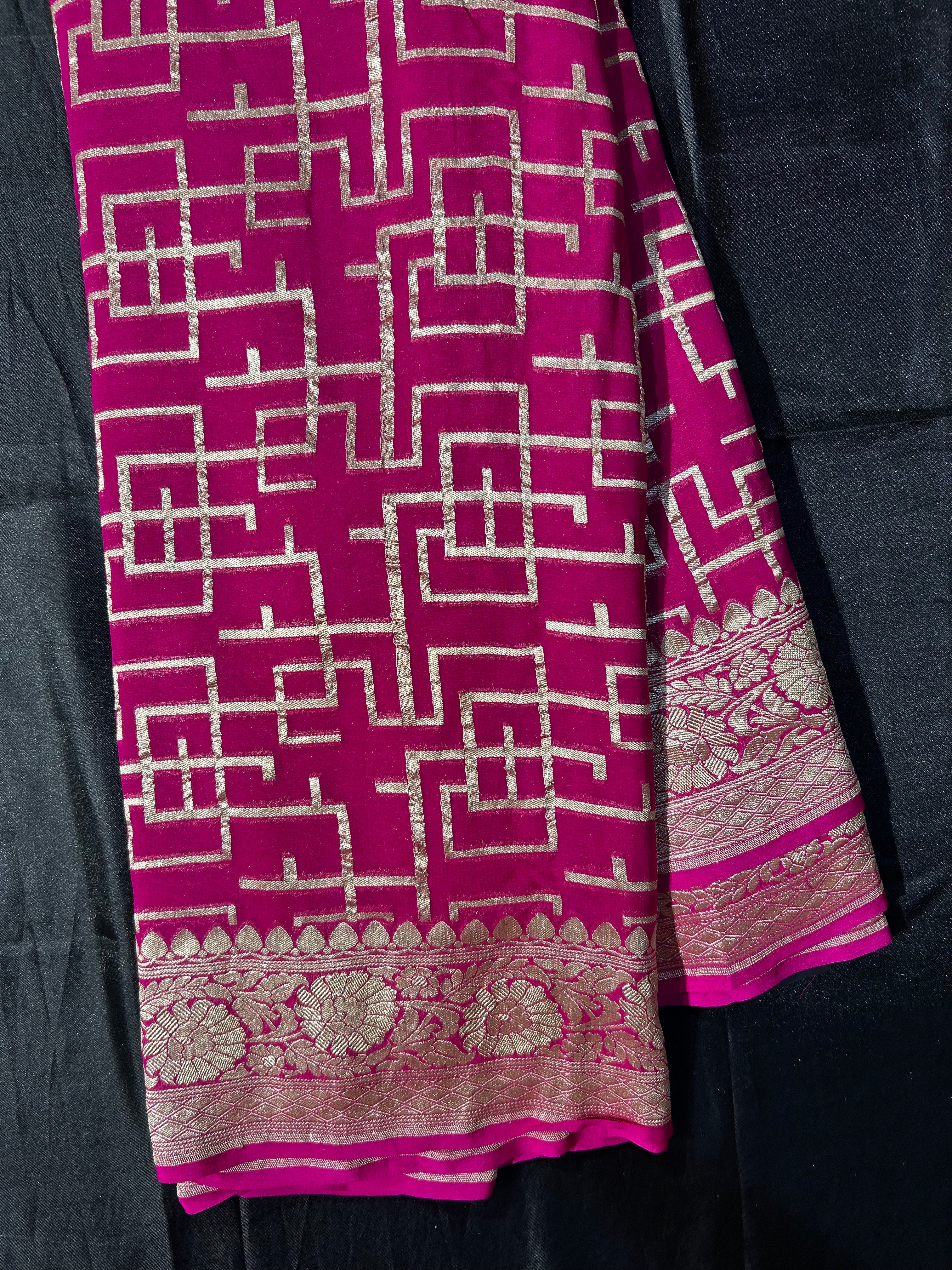 Khaddi Georgette Pink Sarees